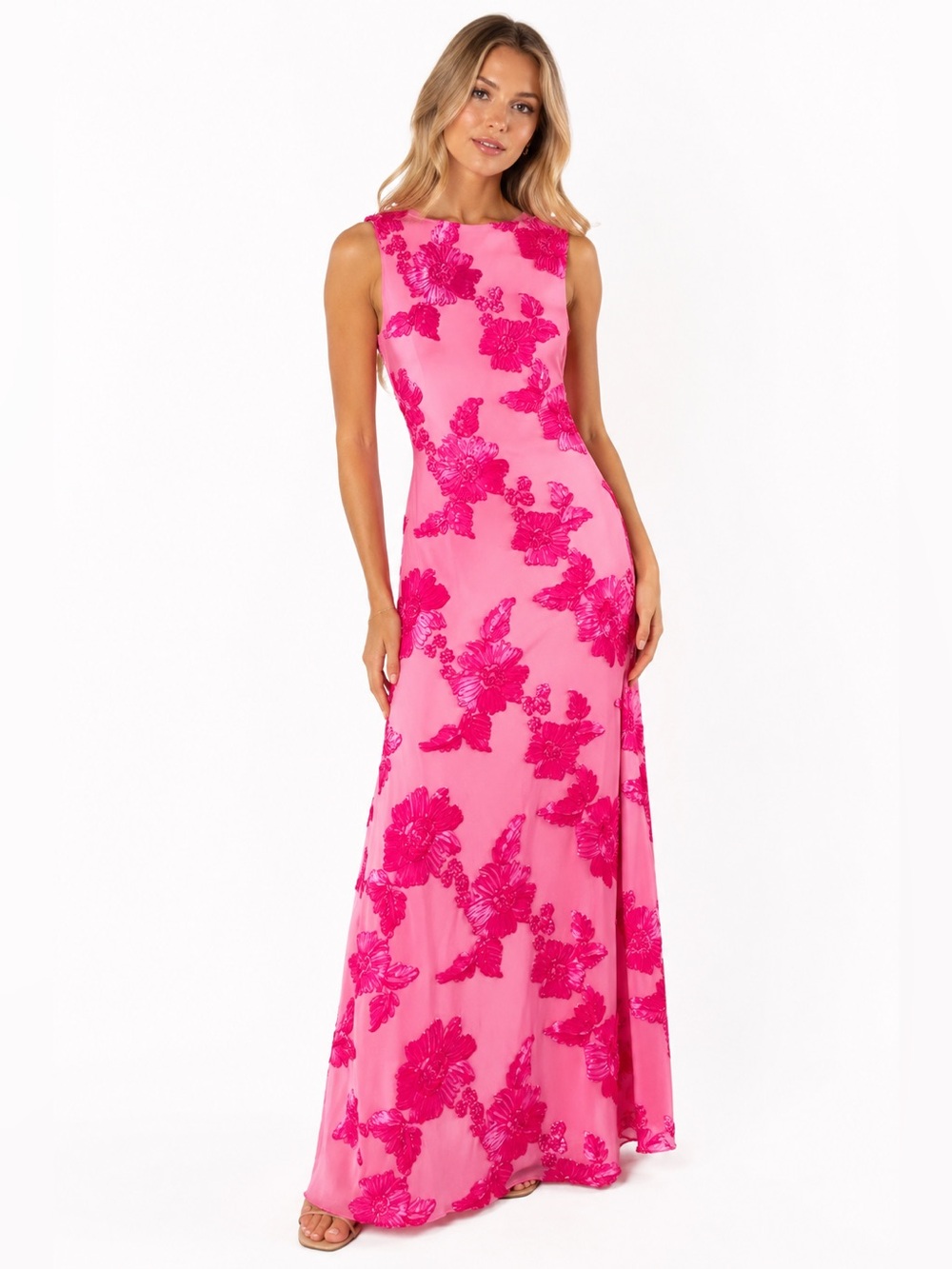 Sofie The Label Pink Floral Embroidered Maxi Dress Size Small